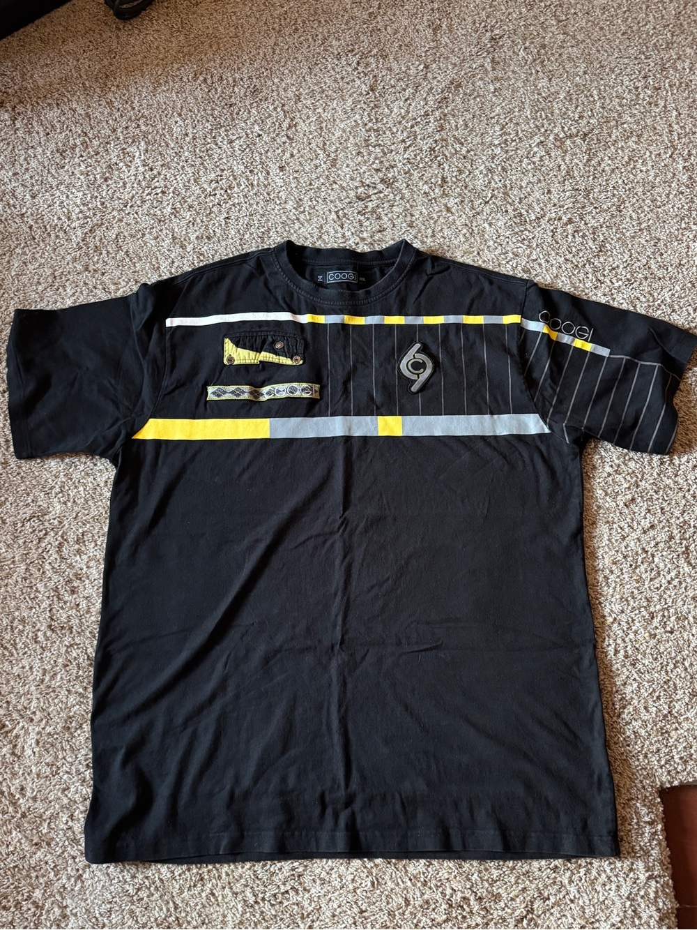 COOGI Black Short-Sleeve Tee with Yellow and Gray Accents